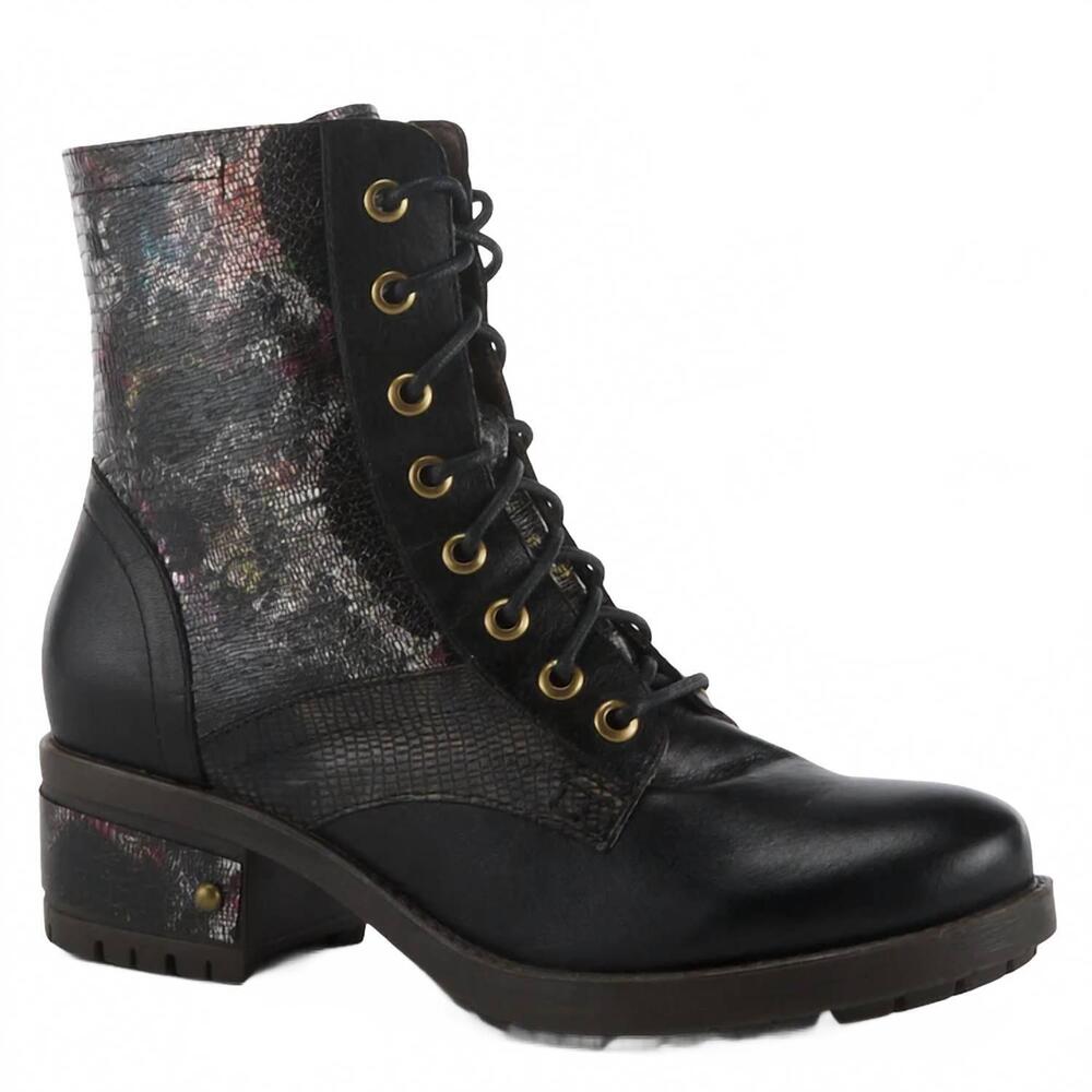 NEW L'ARTISTE women's marty boot in metallic black multi